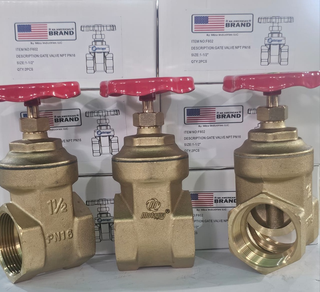 VALVULA COMPUERTA        VASTAGO FIJO MOTAQUA SERIE MFD PN10 ROSCADA H/H STD BRONCE A MOD. 1/2"