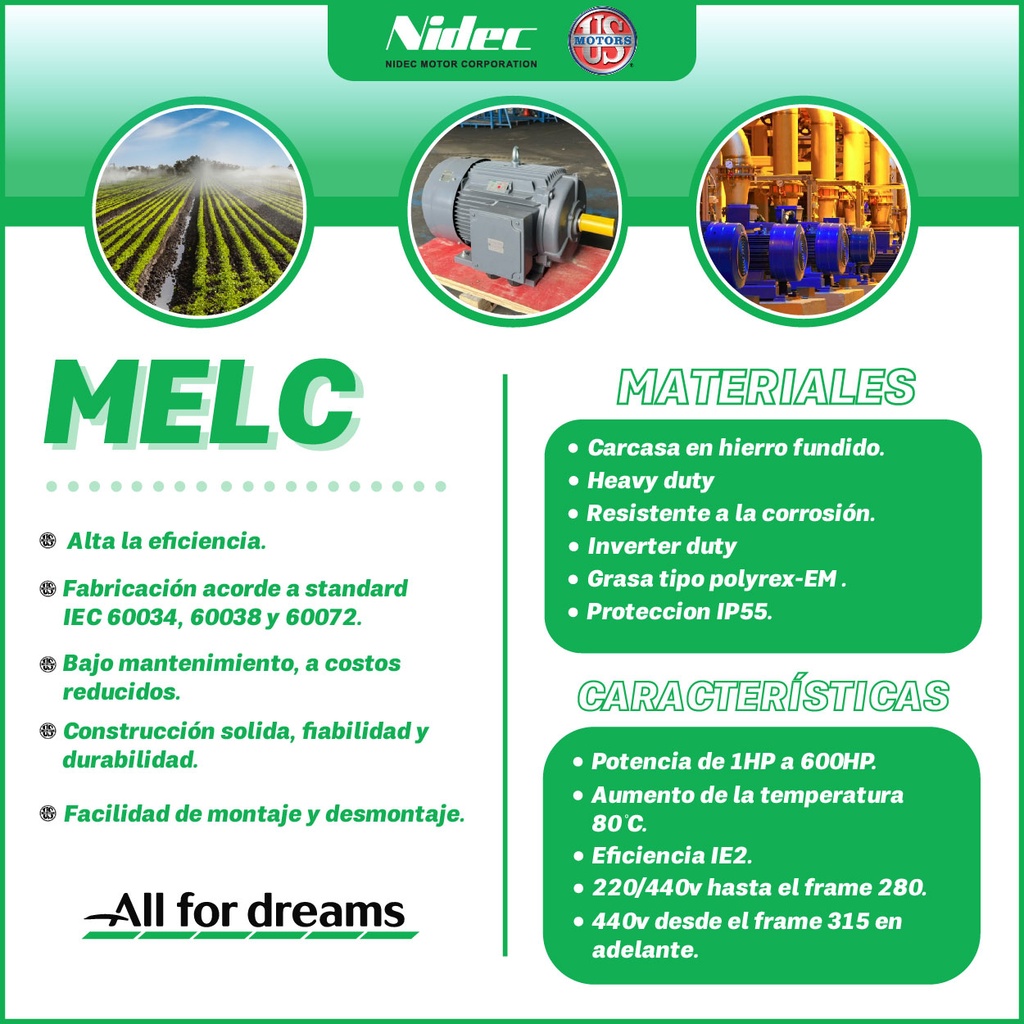 MOTOR HORIZONTAL  15,00HP 1200RPM US MOTORS MELC11E3M/ELC133S 160M1 1PH 230V 4P SF 1,15 3W DOL TEFC IEC-IE2 CI