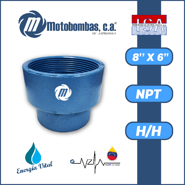 REDUCCION A/C ROSCADA SERIE ISA MOD. H/H  8" X 6"