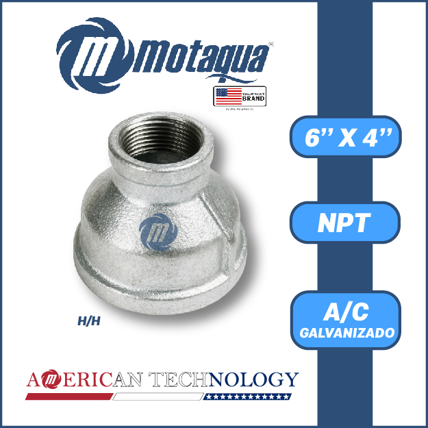REDUCCION A/C GALVANIZADA ROSCADA NPT SERIE VAR MOD. H/H 6" X 4"