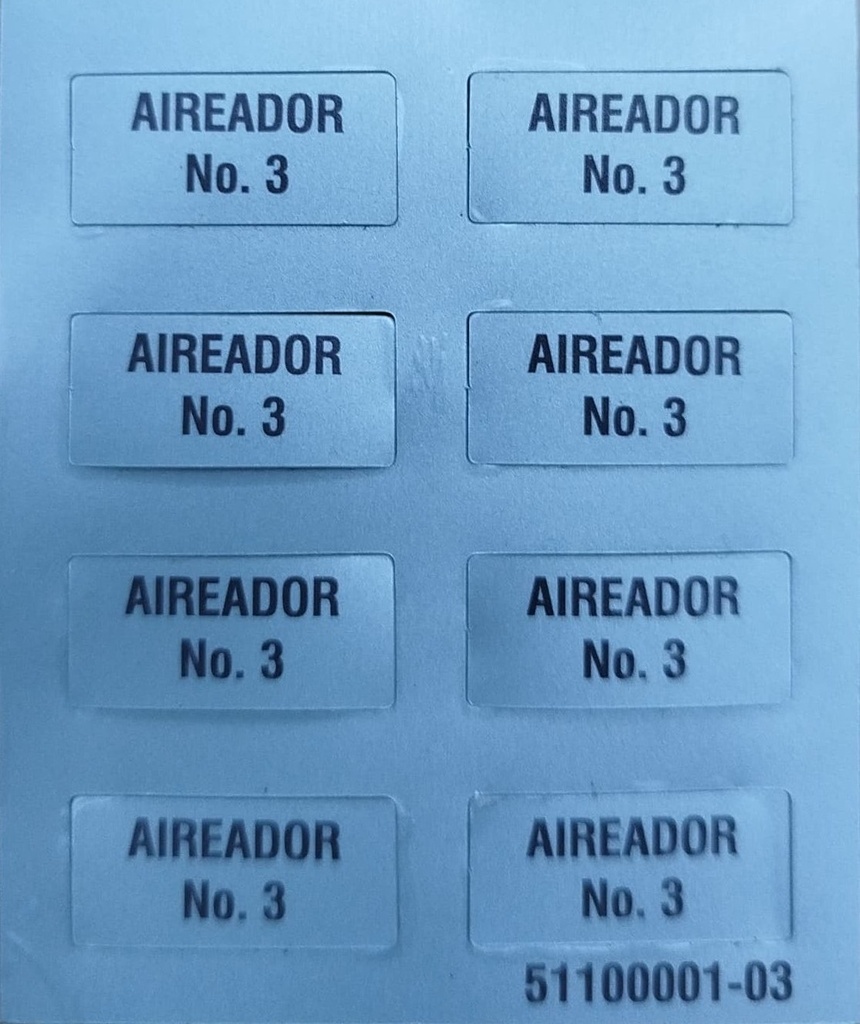 ETIQUETA "AIREADOR N 3"