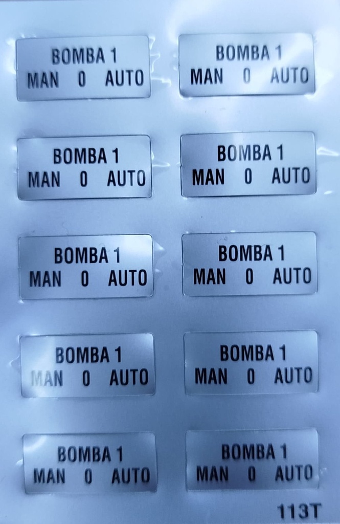 ETIQUETA "BOMBA 1 MAN-O-AUTO"