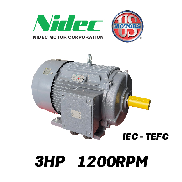 MOTOR HORIZONTAL   3,00HP 1200RPM US MOTORS MELC2E3M / ELC112S 3PH 220-440V 6P SF 1,15 9W DOL 112M TEFC IEC-IE2 CI