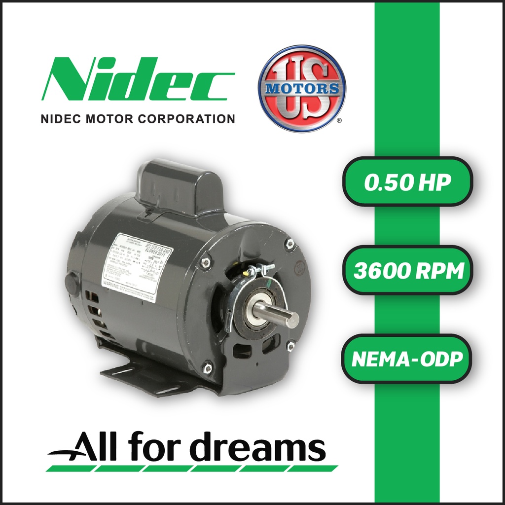 MOTOR HORIZONTAL MF US MOTORS 0,50HP 3600RPM 298 / CA55SEE2508972B 1PH 115/208-230V 2P 60HZ SF 1,15 3W DOL 48 ODP NEMA CI CON BASE REMOBIBLE