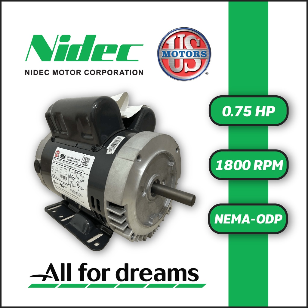 MOTOR HORIZONTAL TC  0,75HP 1800RPM US MOTORS D34CP2PHC 1PH 115/208-230V 4P SF 1,15 3W DOL 56HC ODP NEMA CI