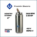 MOTOR SUMERGIBLE TF FRANKLIN  4" SERIE WWELL HT MOD. 2343262604G    3,00HP 3PH/460V/60HZ/2P 3600RPM 3W DOL NEMA4 WF-C                                       
