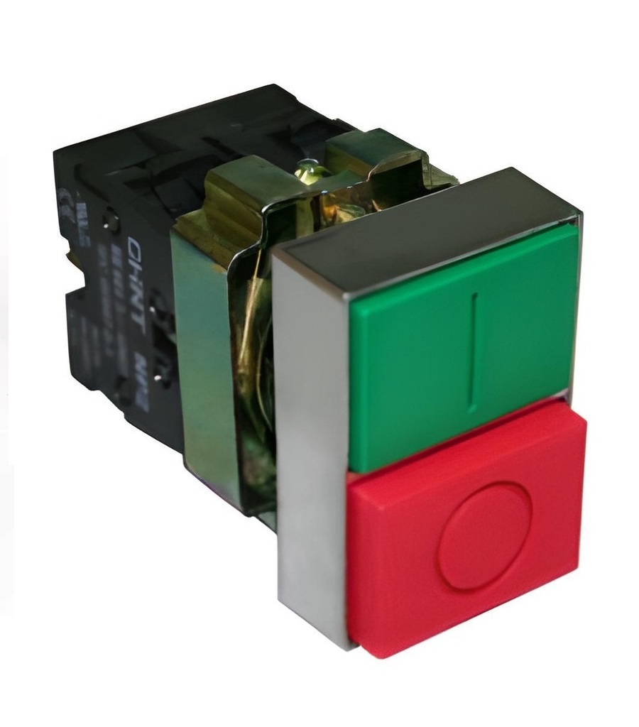 PULSADOR DOBLE MANDO METALICO 1NO+1NC  MARCA CHINT  MOD.  NP2-BL8325  22MM