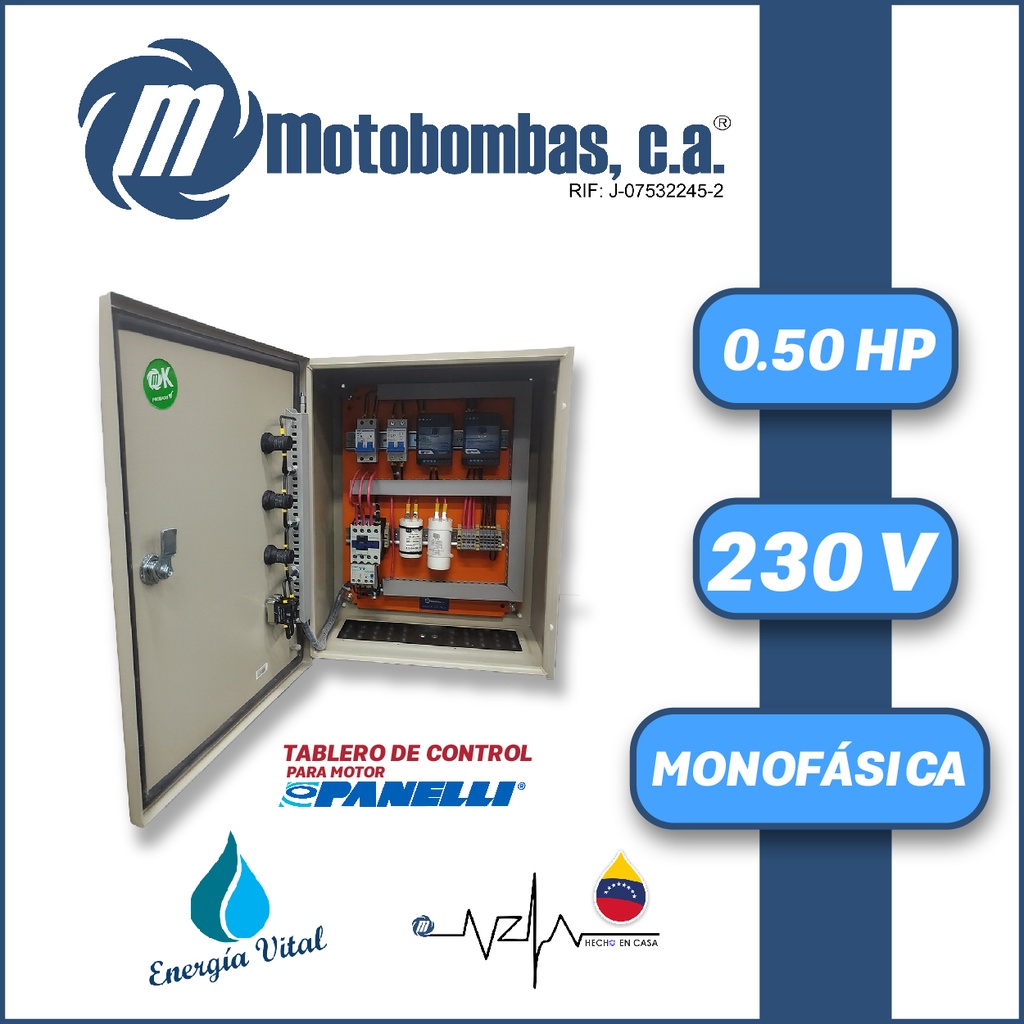 TABLERO DE CONTROL Y POTENCIA P/ MOTOR PANELLI MF SERIE MDE MOD. TMDEPAN005    0,50HP 1PH/230V