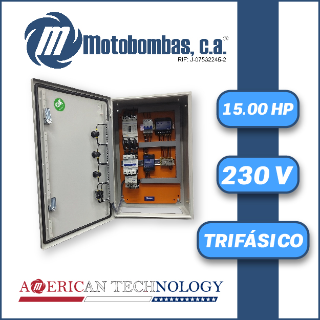 TABLERO DE CONTROL Y POTENCIA TF  P/ MOTOR SUMERGIBLE SERIE MDE MOD. TMDE711300150 15,00HP 3PH/230V DOL