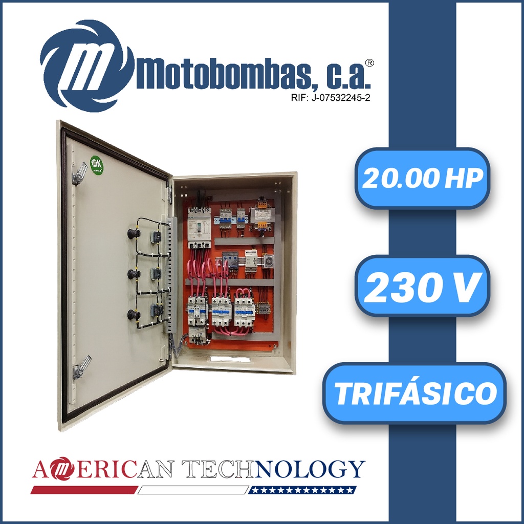 TABLERO DE CONTROL Y POTENCIA TF  P/ MOTOR SUMERGIBLE SERIE MDE MOD. TMDE712300200 20,00HP 3PH/230V ARRANQUE ESTRELLA-TRIANGULO