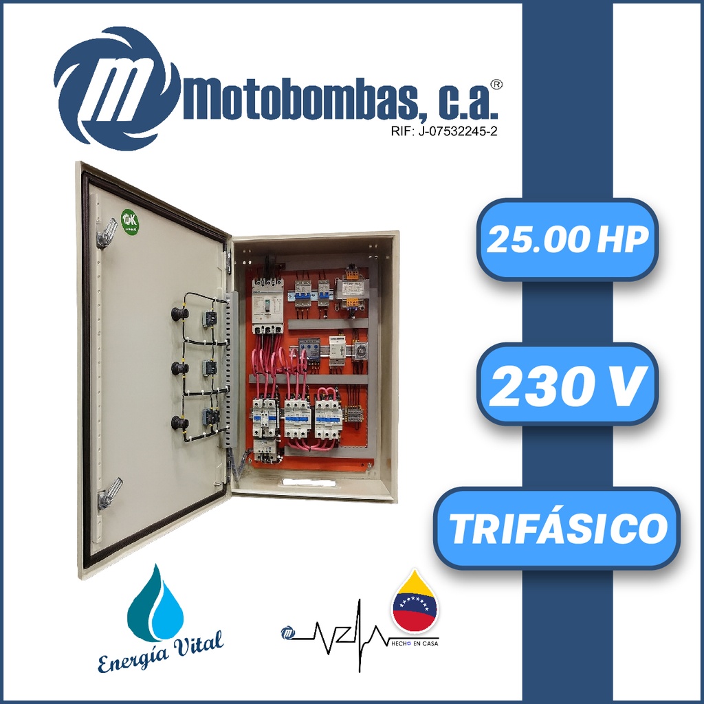 TABLERO DE CONTROL Y POTENCIA TF  P/ MOTOR SUMERGIBLE SERIE MDE MOD. TMDE712300250 25,00HP 3PH/230V ARRANQUE ESTRELLA-TRIANGULO