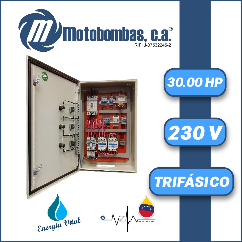 TABLERO DE CONTROL Y POTENCIA TF  P/ MOTOR SUMERGIBLE SERIE MDE MOD. TMDE712300300 30,00HP 3PH/230V ARRANQUE ESTRELLA-TRIANGULO