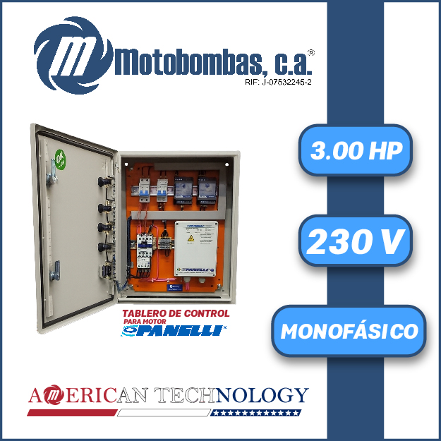TABLERO DE CONTROL Y POTENCIA P/MOTOR PANELLI MF SERIE MDE MOD. TAM030    3,00HP 1PH/230V