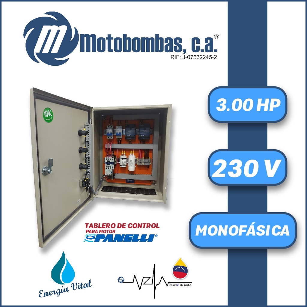 TABLERO DE CONTROL Y POTENCIA P/ MOTOR PANELLI MF SERIE MDE MOD. TMDEPAN030    3,00HP 1PH/230V