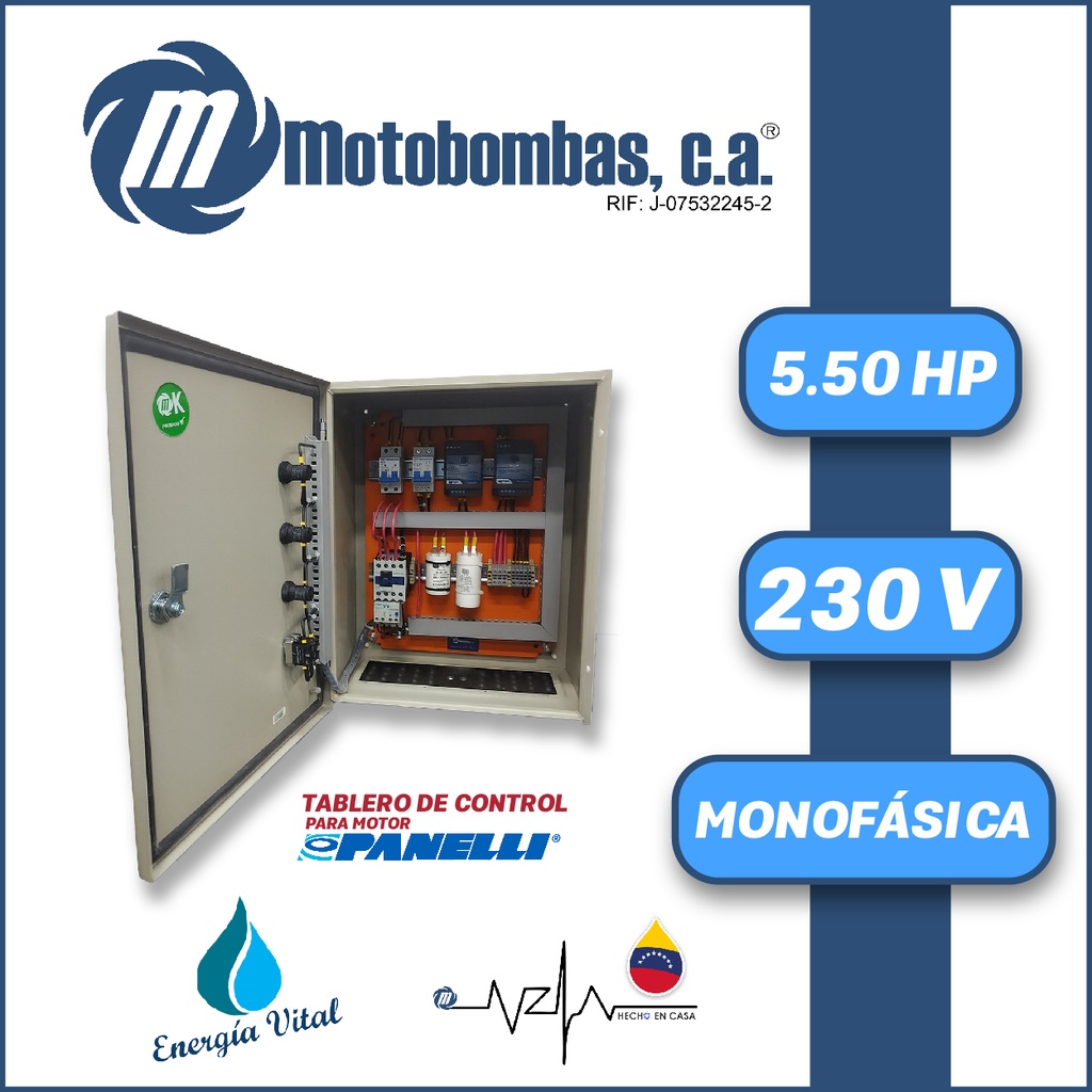 TABLERO DE CONTROL Y POTENCIA P/ MOTOR PANELLI MF SERIE MDE MOD. TMDEPAN055    5,50HP 1PH/230V