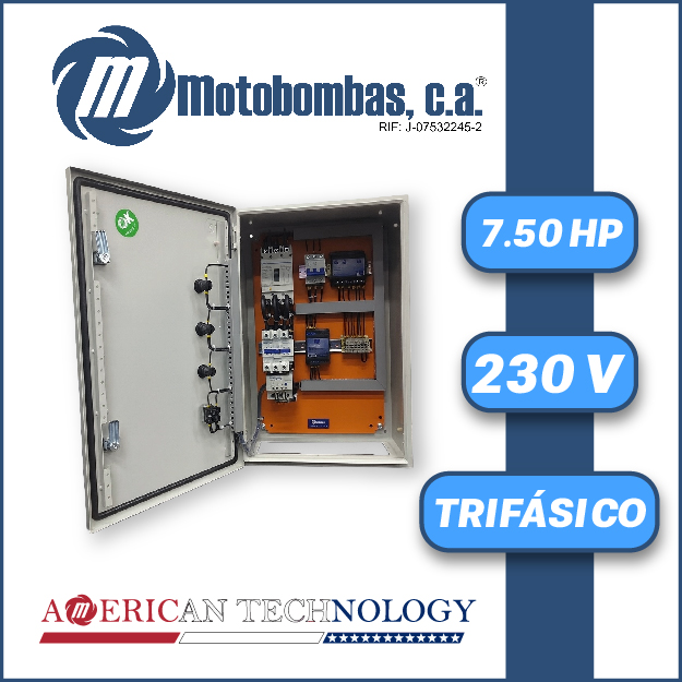 TABLERO DE CONTROL Y POTENCIA TF  P/ MOTOR SUMERGIBLE SERIE MDE MOD. TMDE711300075 7,50HP 3PH/230V DOL