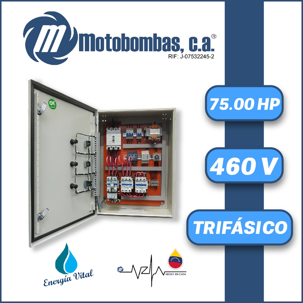 TABLERO DE CONTROL Y POTENCIA TF  P/ MOTOR SUMERGIBLE SERIE MDE MOD. TMDE712400750 75,00HP 3PH/460V ARRANQUE ESTRELLA-TRIANGULO