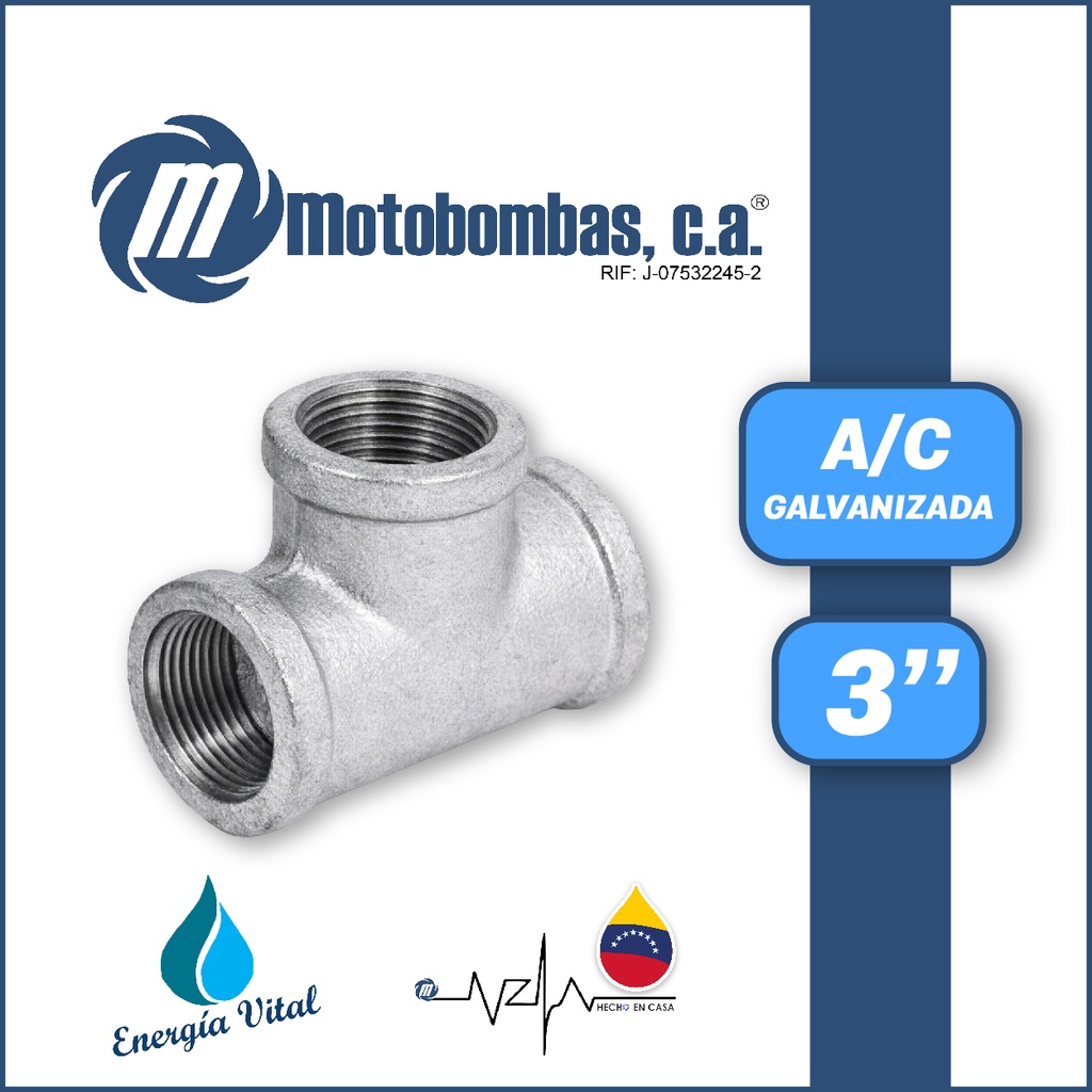 TEE A/C GALVANIZADA SERIE VAR MOD.  3"