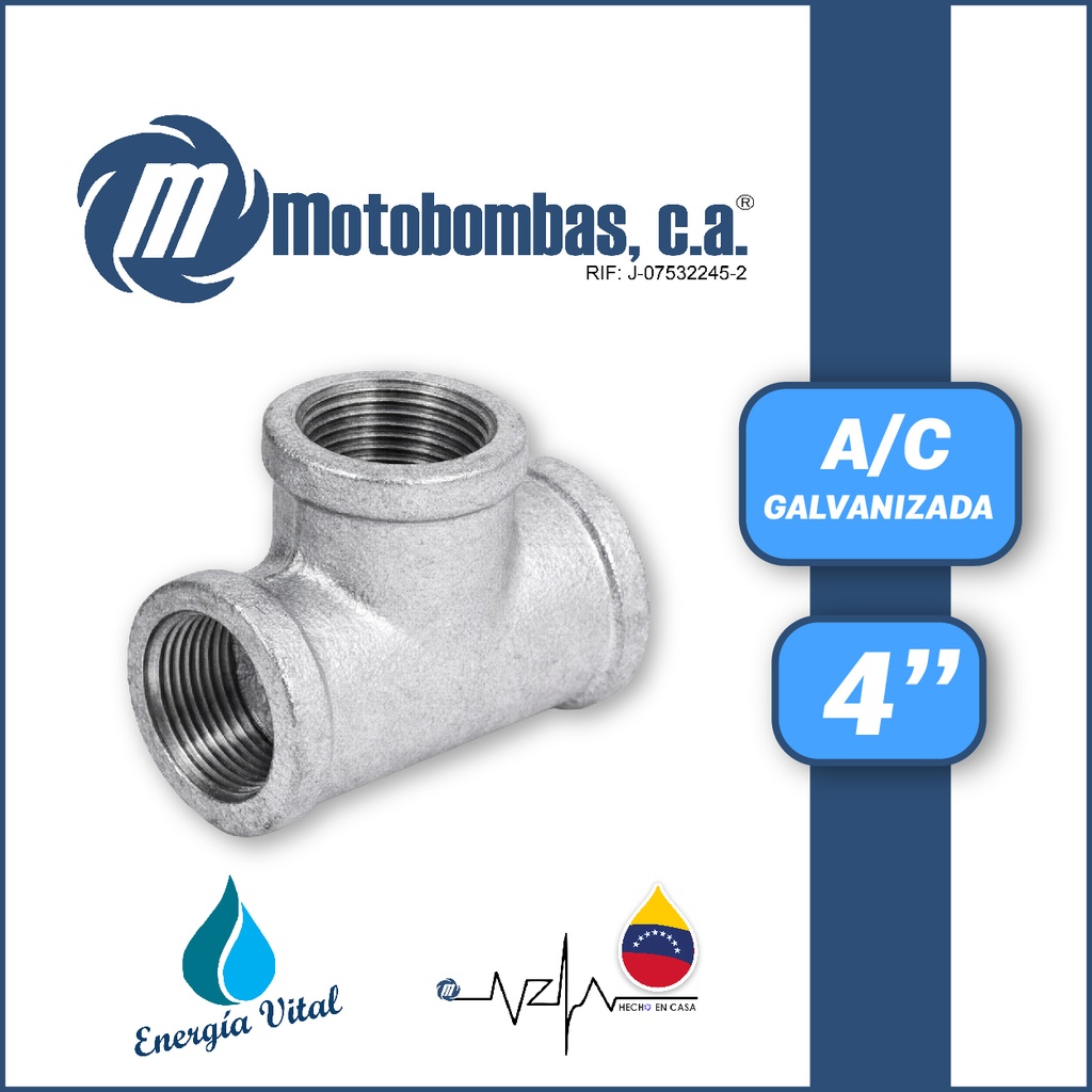TEE A/C GALVANIZADA SERIE VAR MOD.  4"