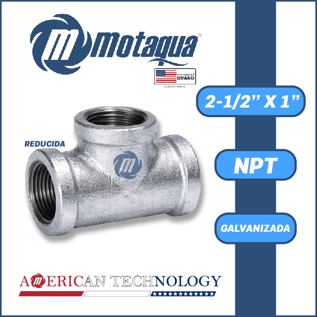 TEE REDUCIDA A/C GALVANIZADA SERIE VAR MOD.  2-1/2" X  1"