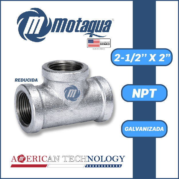 TEE REDUCIDA A/C GALVANIZADA SERIE VAR MOD.  2-1/2" X 2"