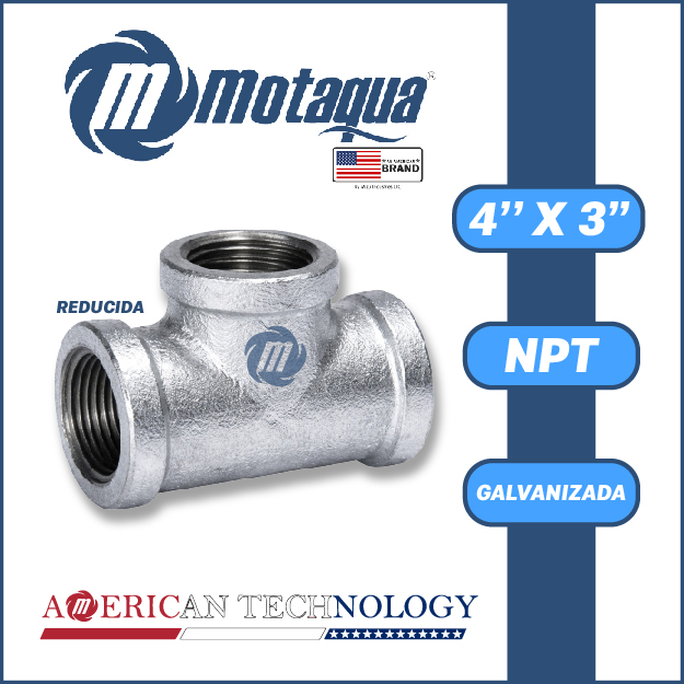 TEE REDUCIDA A/C GALVANIZADA SERIE VAR MOD.  4" X 3"