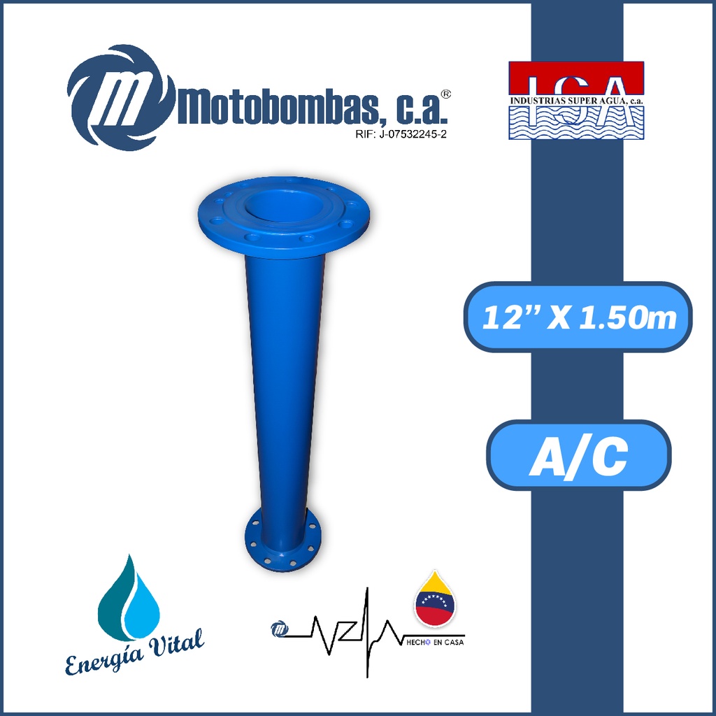 TUBO COLUMNA A/C ASTM A53 SCH40 BRIDADA SERIE ISA MOD. 12" X 1,50MTS