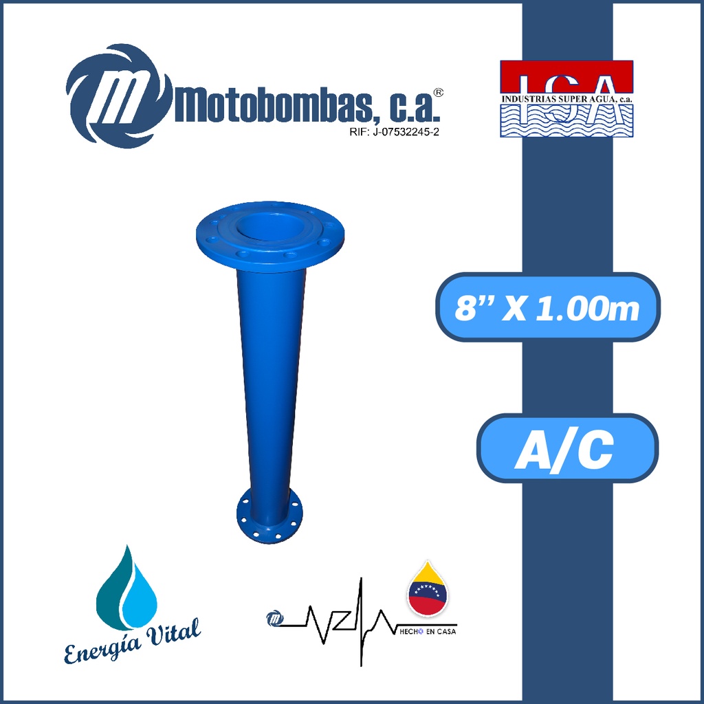 TUBO COLUMNA A/C ASTM A53 SCH40 BRIDADA SERIE ISA MOD.  8" X 1,00MTS