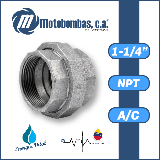 UNION UNIVERSAL A/C GALVANIZADA SERIE VAR MOD.   1-1/4"