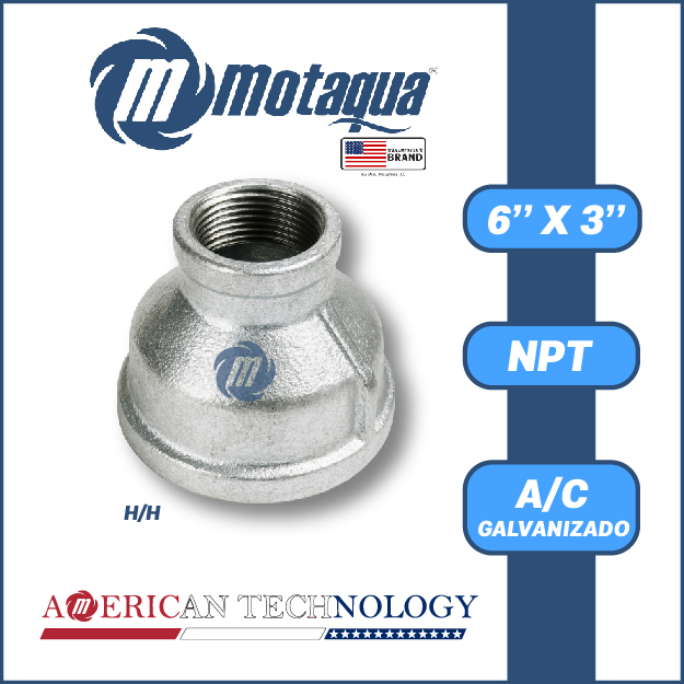 REDUCCION A/C GALVANIZADA ROSCADA NPT SERIE VAR MOD. H/H 6" X 3"