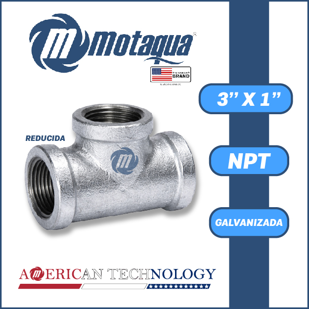 TEE REDUCIDA A/C GALVANIZADA SERIE VAR MOD.  3" X 1"