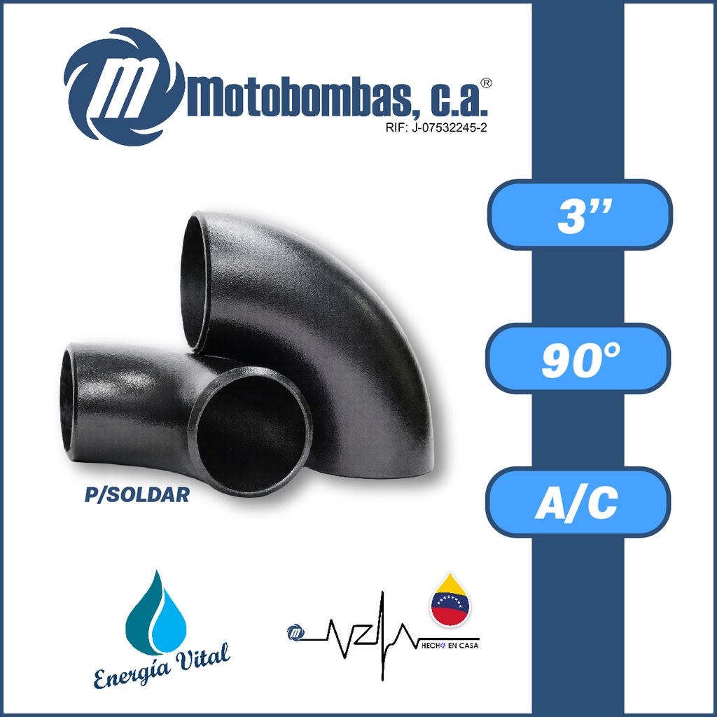 CODO A/C P/SOLDAR A-234 SCH40 SERIE VAR MOD. 90 GRADOS 3"