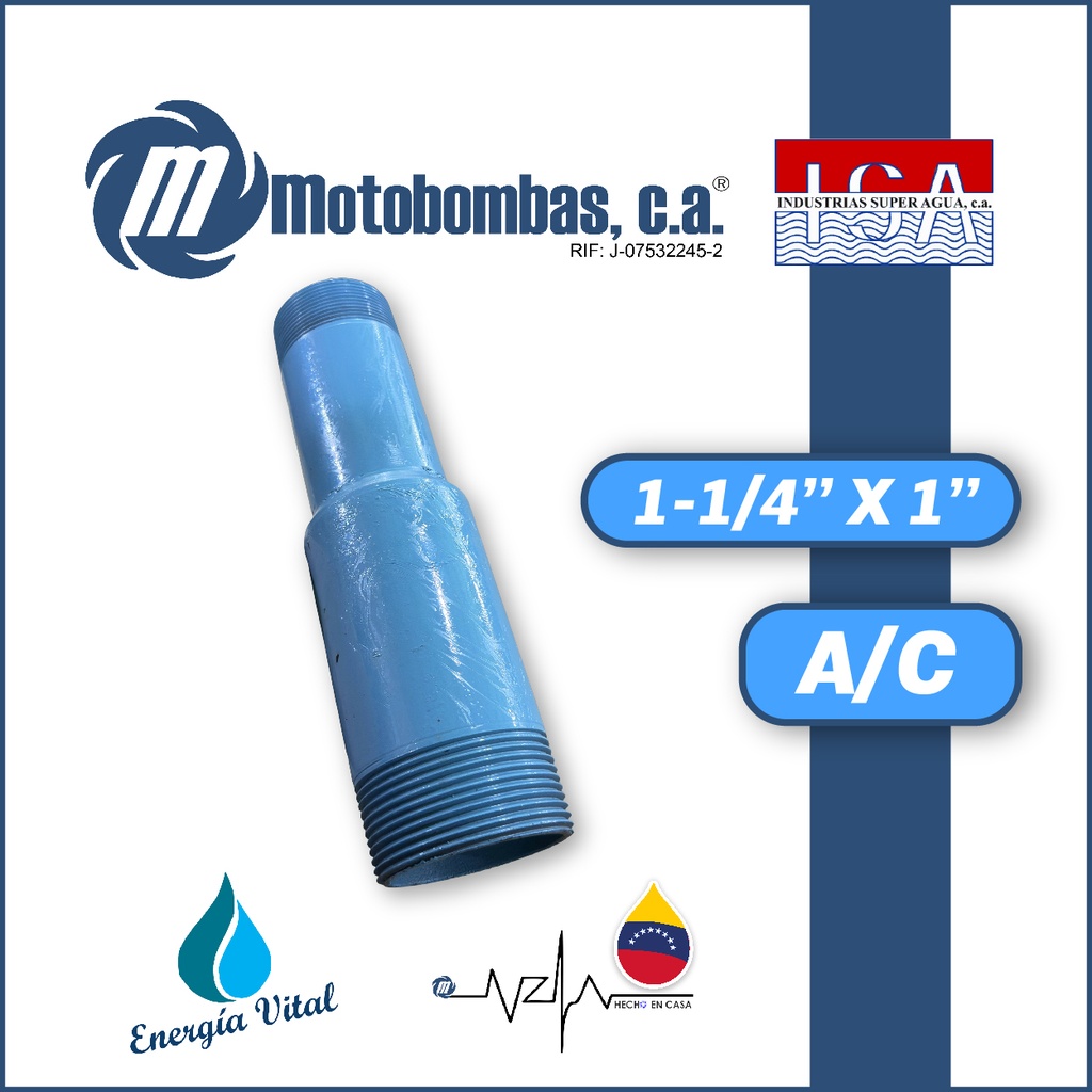 NIPLE REDUCIDO ACERO AL CARBONO 1-1/4" X 1"