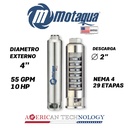 CUERPO SUMERGIBLE MOTAQUA  4"  SERIE MTS MOD. 554TS10029   55GPM 10,00HP 29ET 2"NPT NEMA4
