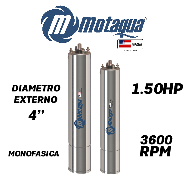 MOTOR SUMERGIBLE MF MOTAQUA  4" SERIE MTS MOD. M4ORSF15F   1,50HP 1PH/230V/60HZ/2P 3600RPM 3W DOL NEMA4 OL-R
