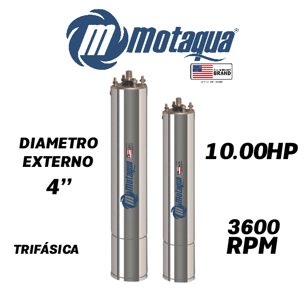 MOTOR SUMERGIBLE TF MOTAQUA 4" SERIE MTS MOD. T4ORSF100J  10,00HP 3PH/230V/60HZ/2P 3600RPM 3W DOL NEMA4 OF-R  1.000LBF