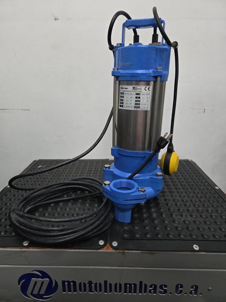 BOMBA SUMERGIBLE AGUAS SERVIDAS MF MOTAQUA SERIE MTS MOD. 2M050SVA20 VORTEX 2,00HP 230V 60HZ 3.450RPM 2"NPT
