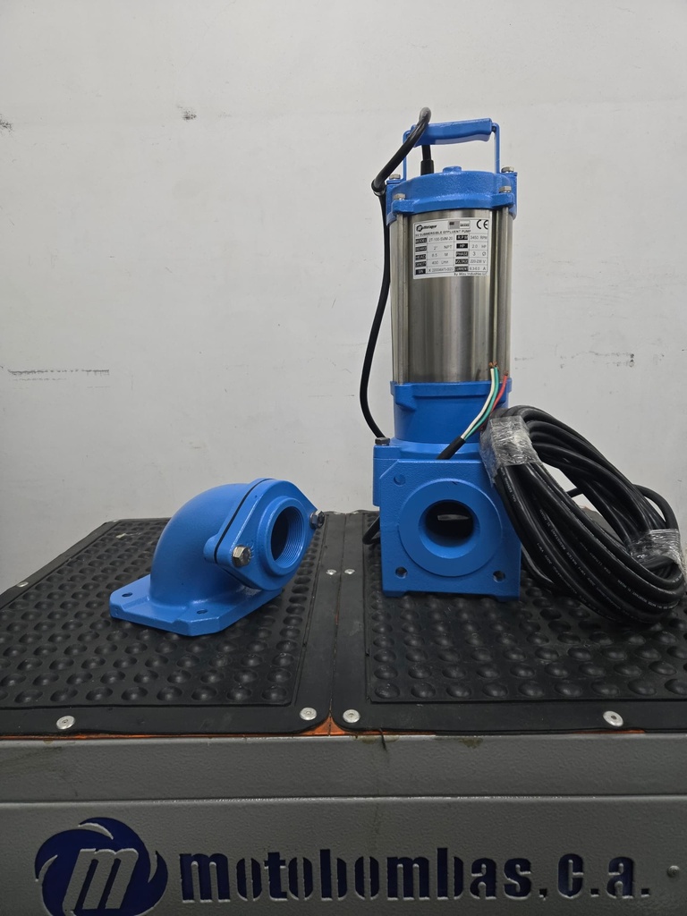 BOMBA SUMERGIBLE  AGUAS SERVIDAS TF MOTAQUA SERIE MTS MOD. 2T100SVM20 VORTEX 100GPM 2,00HP 230V 60HZ 3.450RPM 2"NPT CODO
