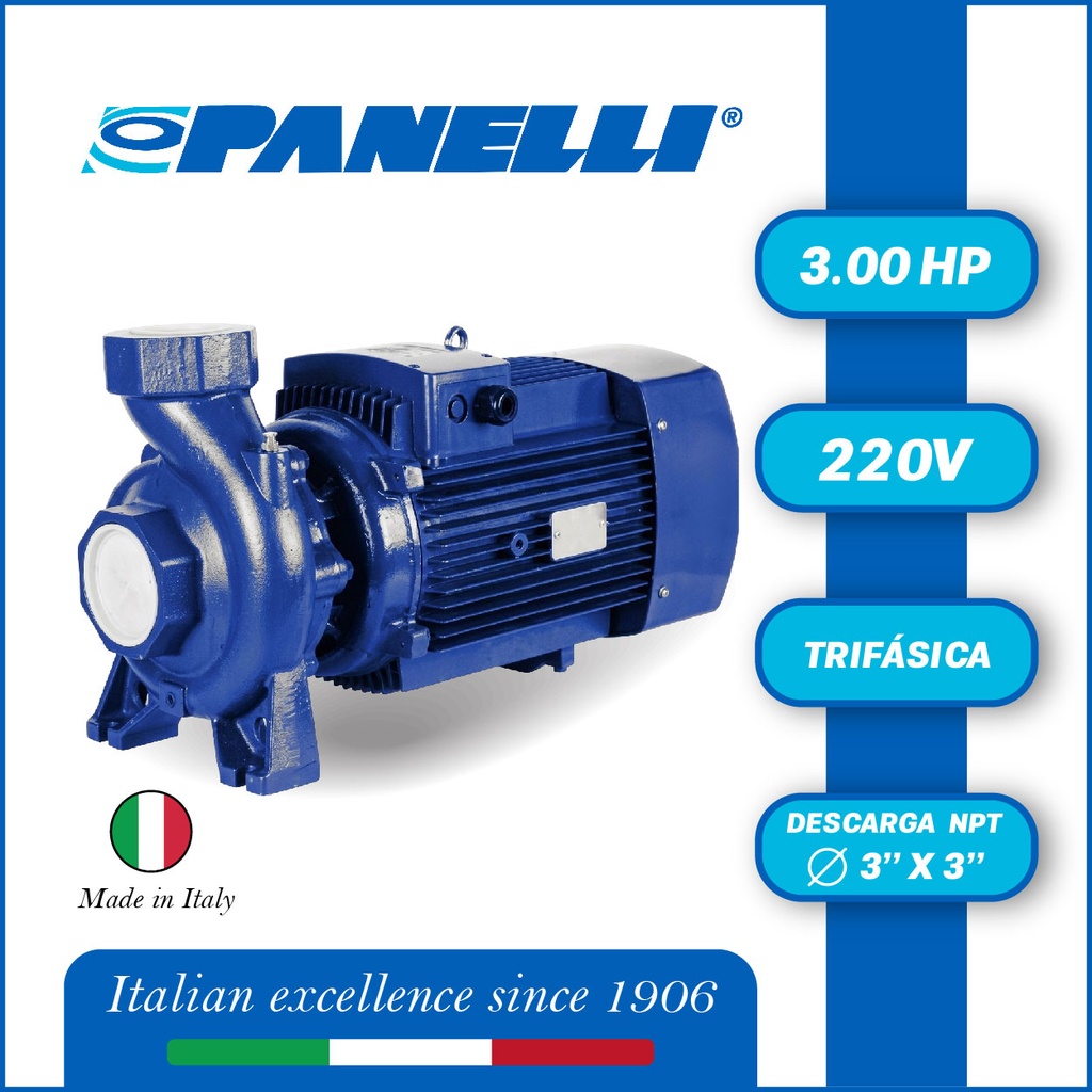 BOMBA MONOBLOCK  PANELLI PSCT 6A 3,00HP/220V/3PH DESCARGA ROSCADA 80MMX80MM