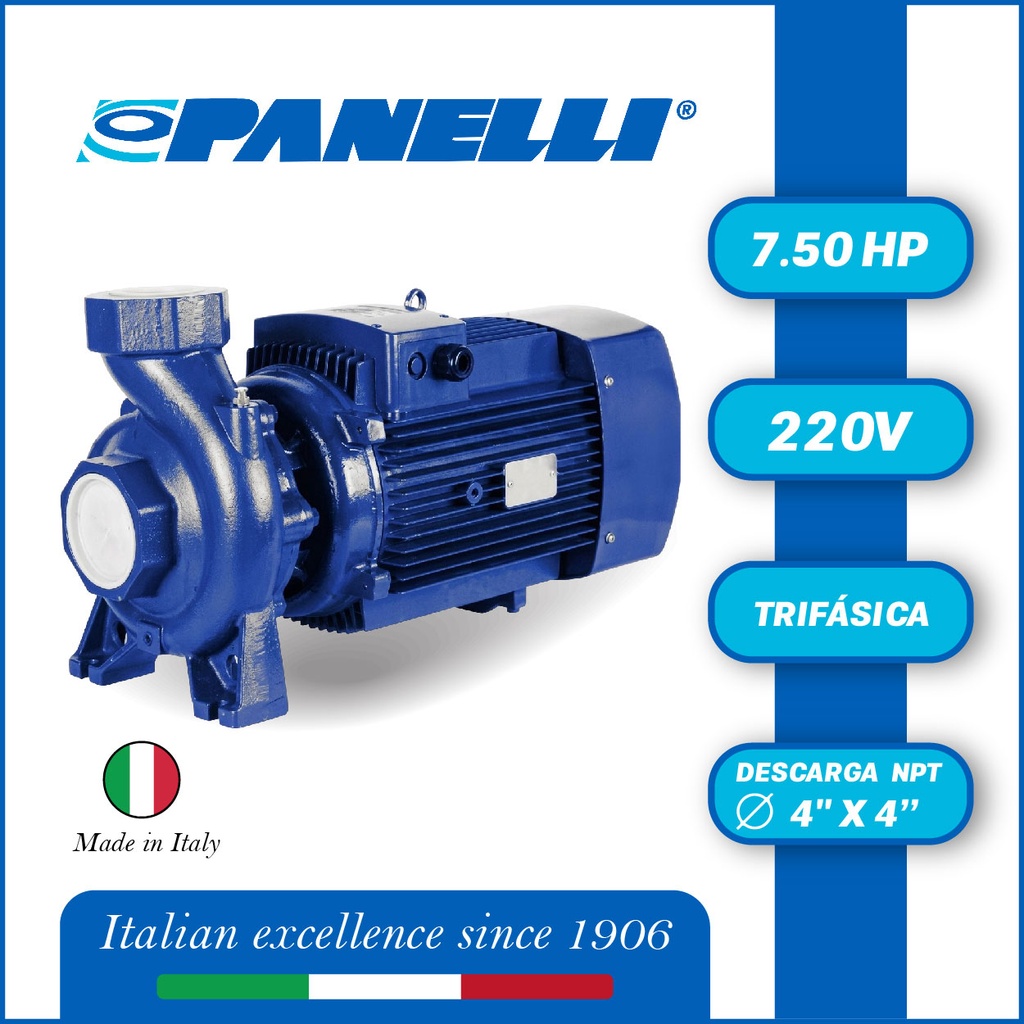 BOMBA MONOBLOCK  PANELLI PSCT 625 A   7,50HP/220V/3PH 4" X 4"