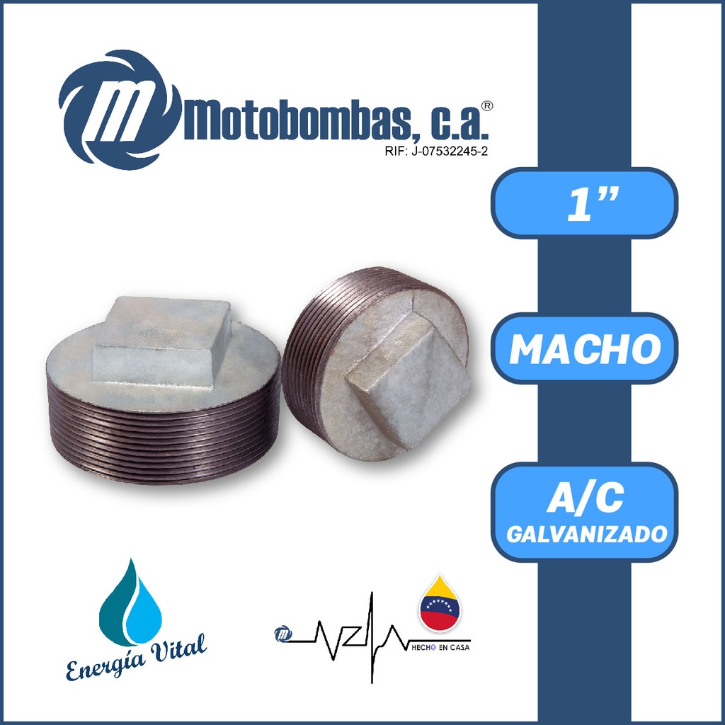 TAPON A/C GALVANIZADO ROSCADO SERIE VAR MOD. M 1" 