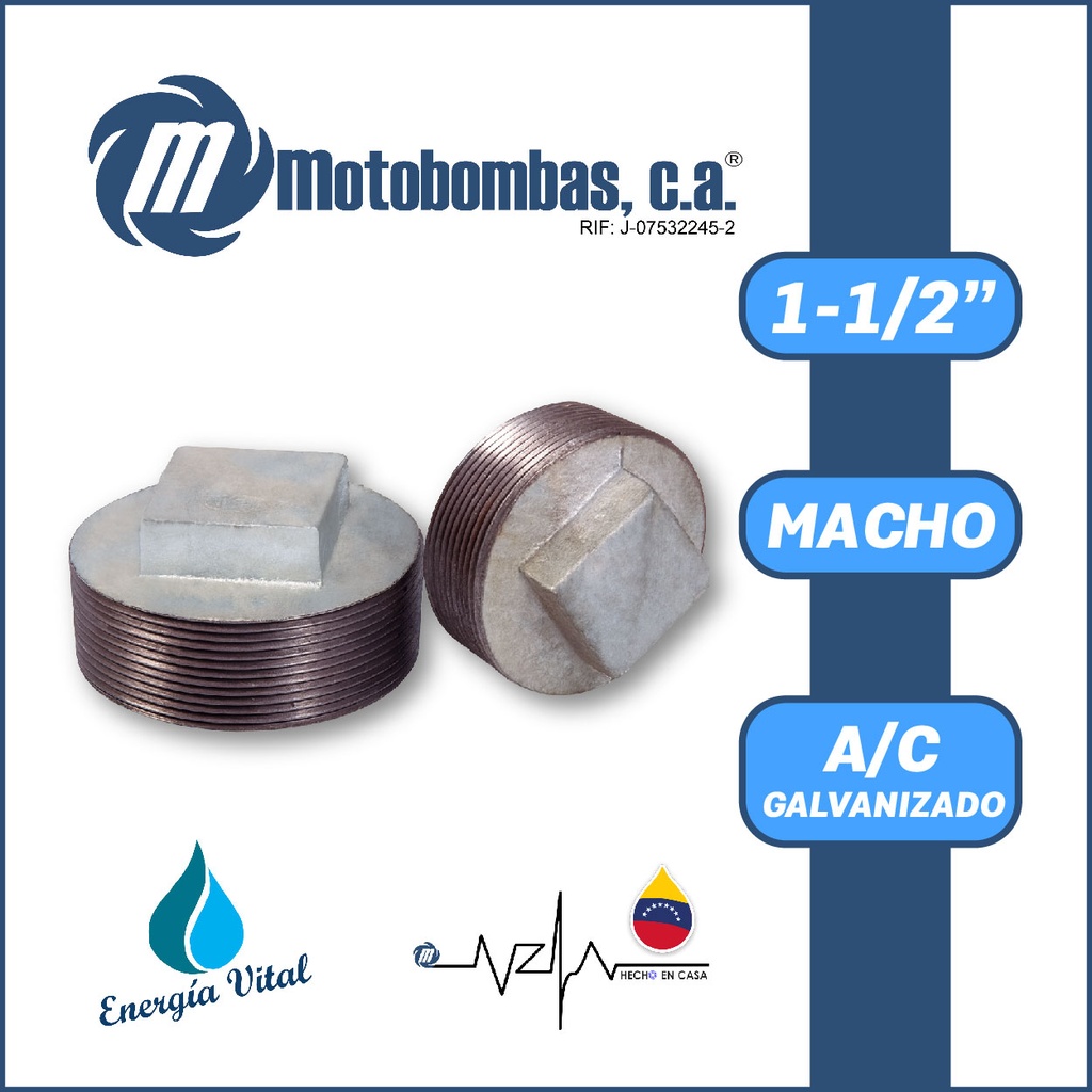 TAPON A/C GALVANIZADO ROSCADO SERIE VAR MOD. M 1-1/2" 
