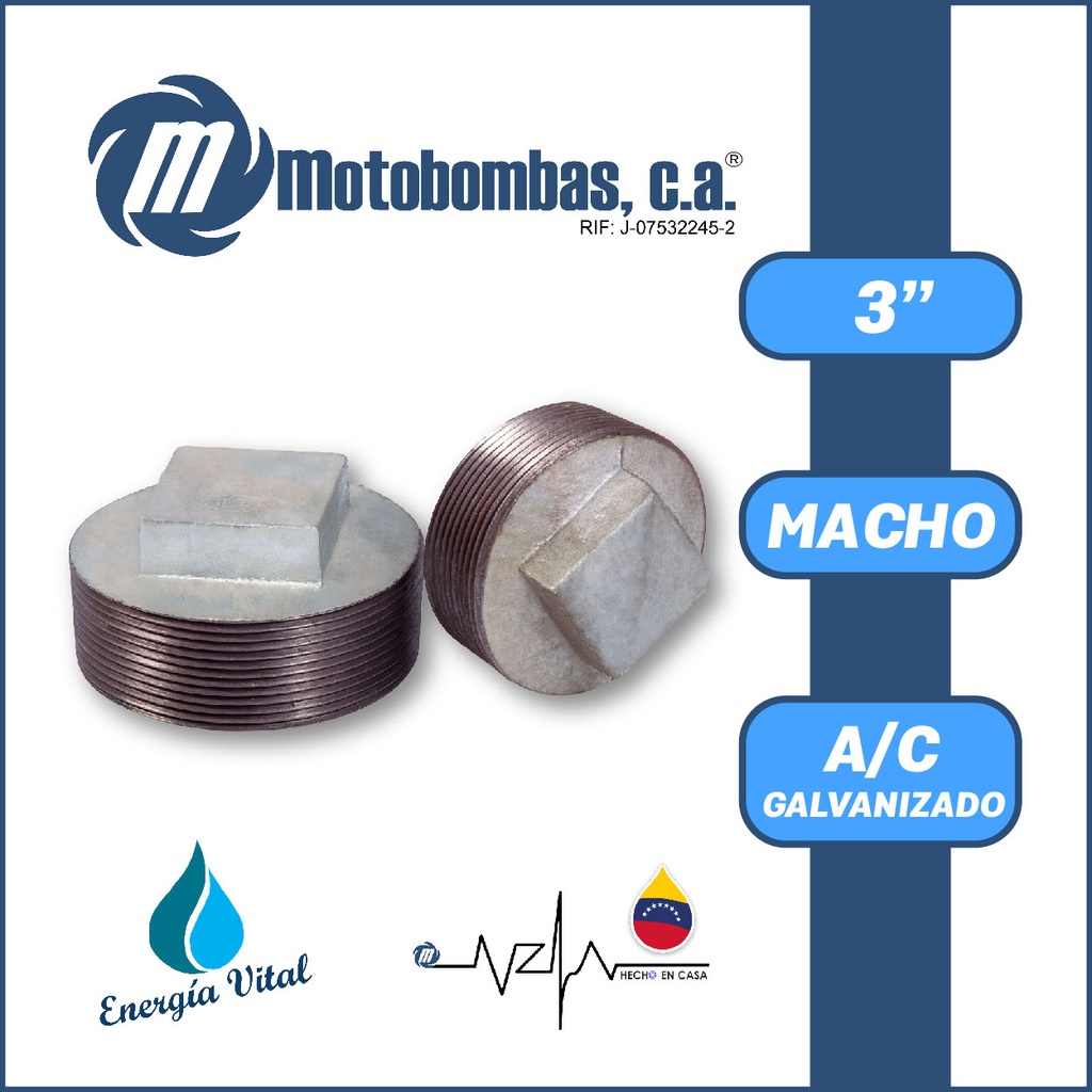 TAPON A/C GALVANIZADO ROSCADO SERIE VAR MOD. M 3" 