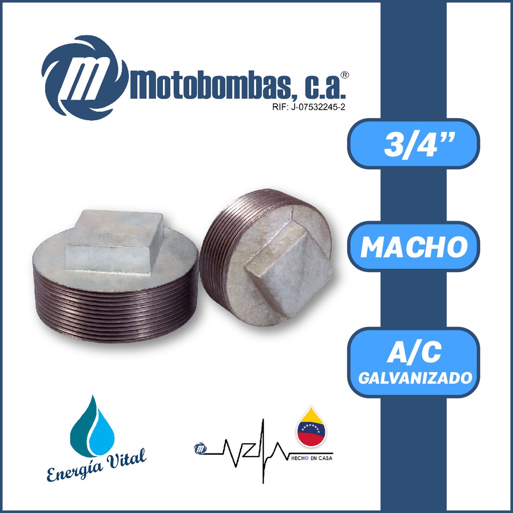 TAPON A/C GALVANIZADO ROSCADO SERIE VAR MOD. M 3/4" 