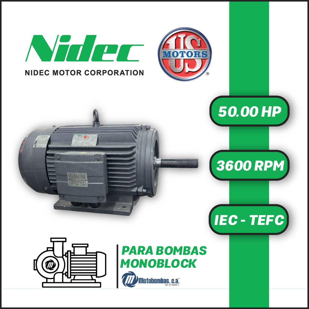 MOTOR HORIZONTAL TF JM2P  50,00HP 3600RPM US MOTORS 200L-320 TF JM2P / CCD124S 3PH 220-440V 2P SF 1,15 9W IEC 