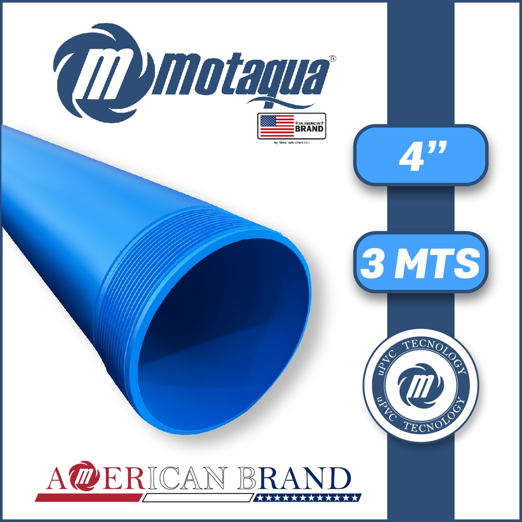 TUBO CASING CIEGO LISO uPVC MOTAQUA MSM CM 4,00" x 3 MTS