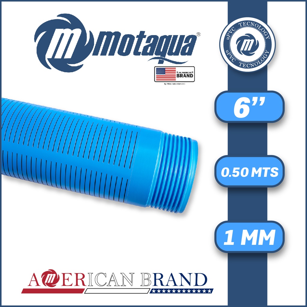 TUBO CASING RANURADO LISO uPVC MOTAQUA MSM CM 6,00" X 0,50 MTS X 1,00 MM