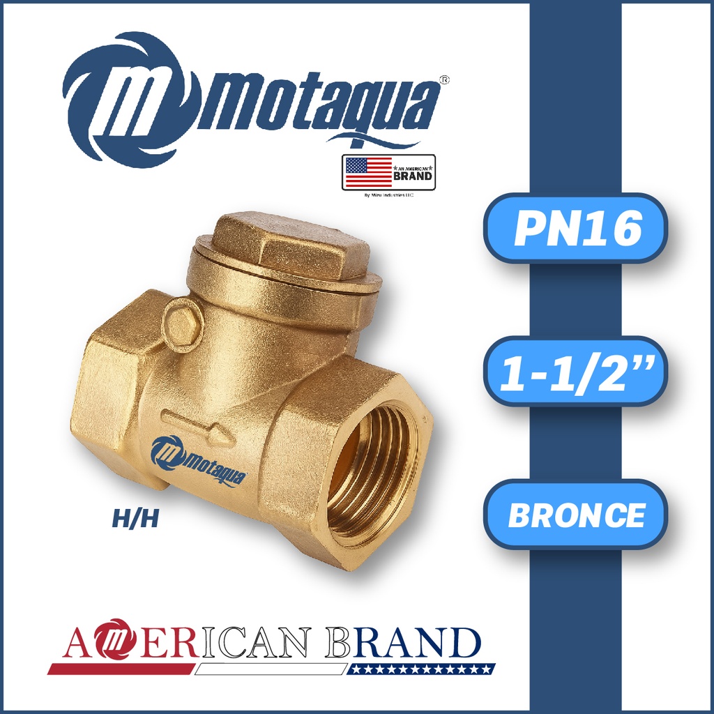 VALVULA     RETENCION   HORIZONTAL MOTAQUA SERIE MFD PN16 ROSCADA H/H PESADO BRONCE A MOD.  1-1/2"