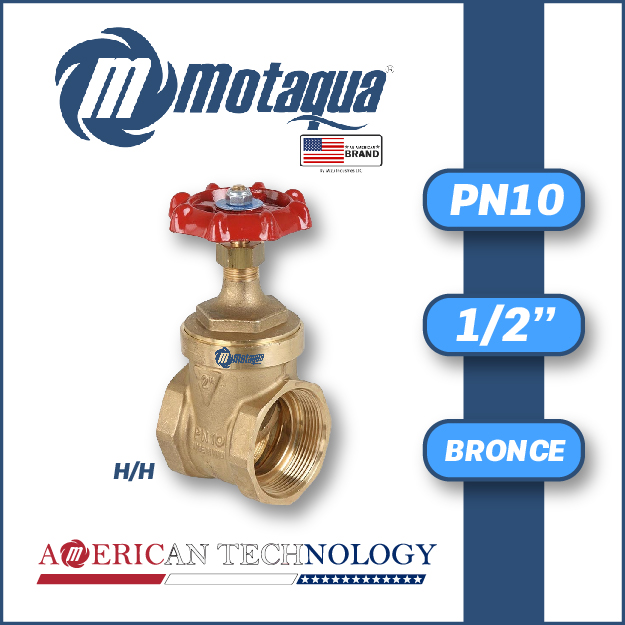 VALVULA COMPUERTA        VASTAGO FIJO MOTAQUA SERIE MFD PN10 ROSCADA H/H STD BRONCE A MOD. 1/2"