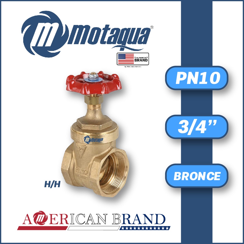 VALVULA COMPUERTA       VASTAGO FIJO MOTAQUA SERIE MFD PN10 ROSCADA H/H STD BRONCE A MOD.  3/4"